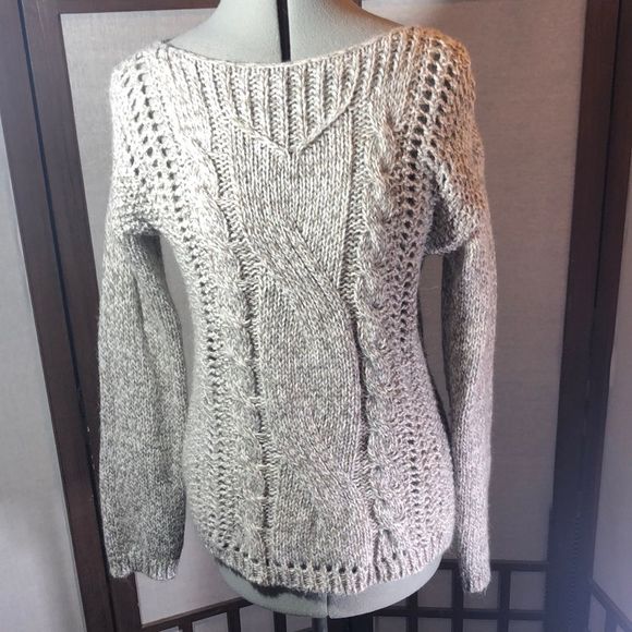 Beretta super soft grey and cream multi knit pattern sweater/ L/Italian/Alpaca - Picture 1 of 14